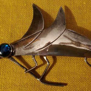 Vintage Sterling Silver Lapis Bug pin